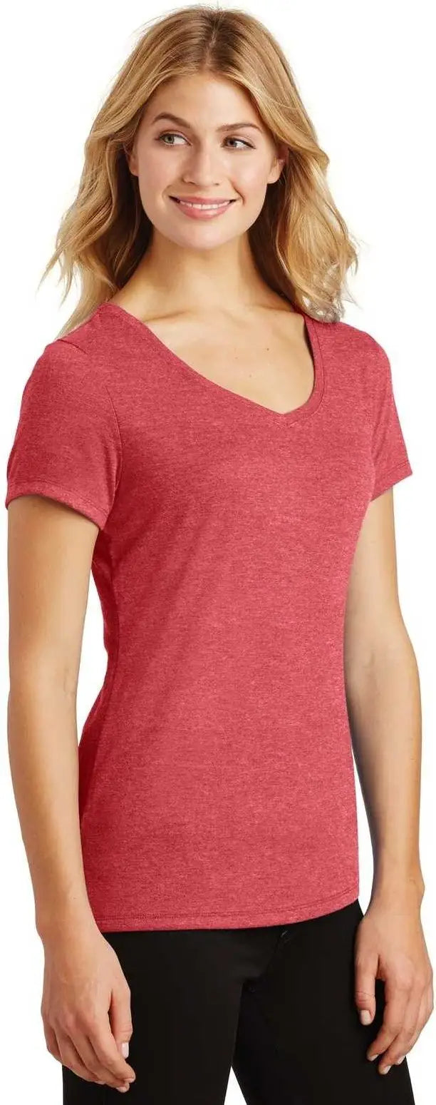 District Dm1350l Women’s Perfect Tri V-neck Tee - Red Frost