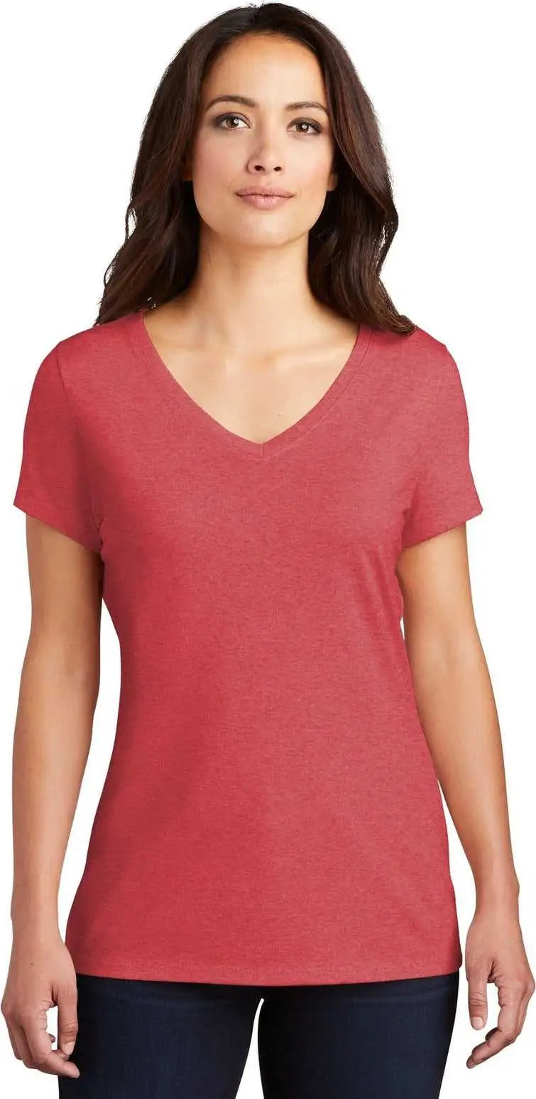 District Dm1350l Women’s Perfect Tri V-neck Tee - Red Frost
