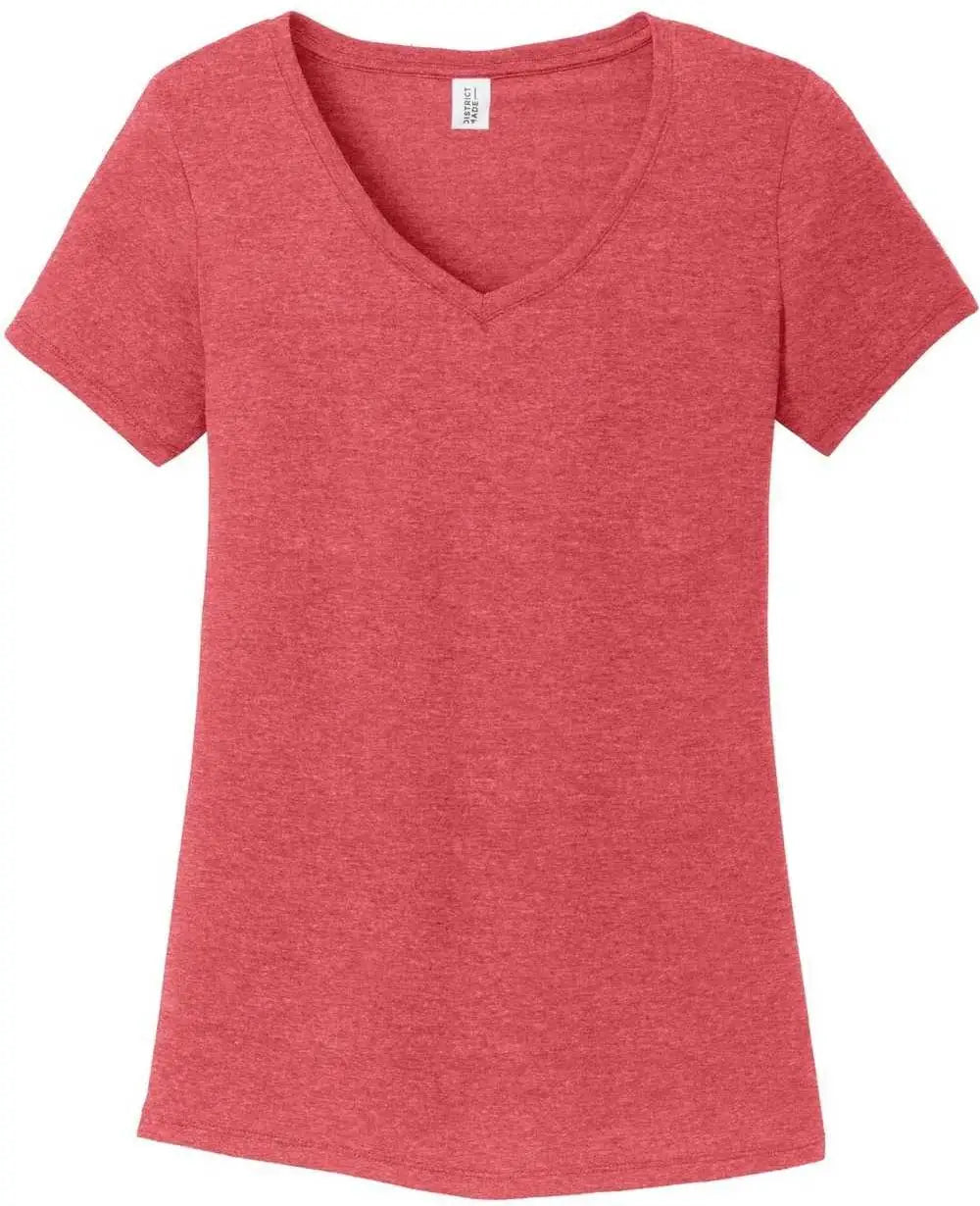 District Dm1350l Women’s Perfect Tri V-neck Tee - Red Frost