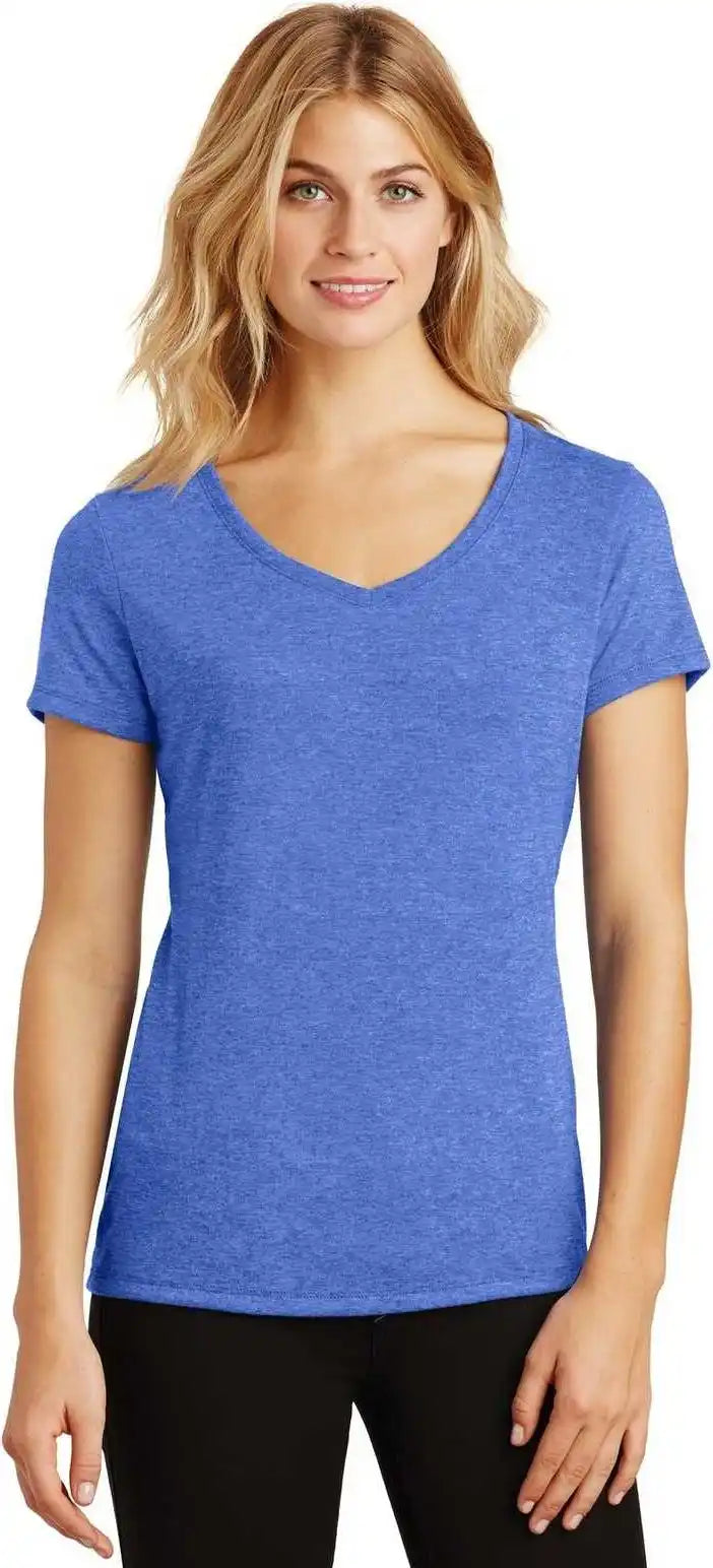 District Dm1350l Women’s Perfect Tri V-neck Tee - Royal Frost