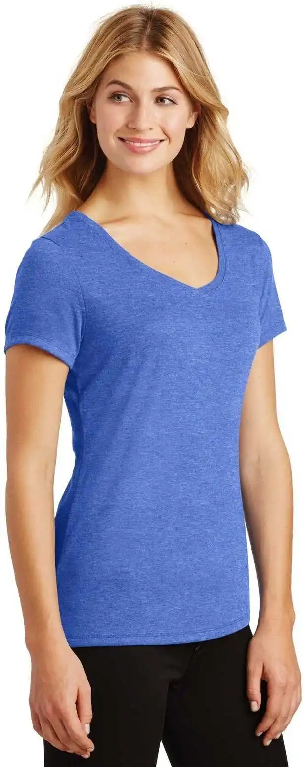 District Dm1350l Women’s Perfect Tri v Neck Tee Royal Frost