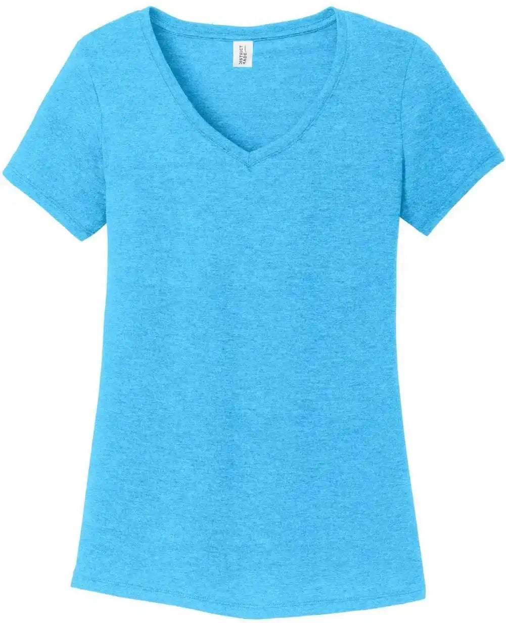 District Dm1350l Women’s Perfect Tri V-neck Tee - Turquoise Frost