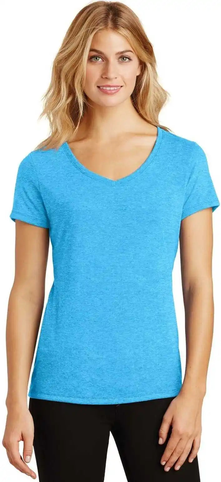 District Dm1350l Women’s Perfect Tri V-neck Tee - Turquoise Frost