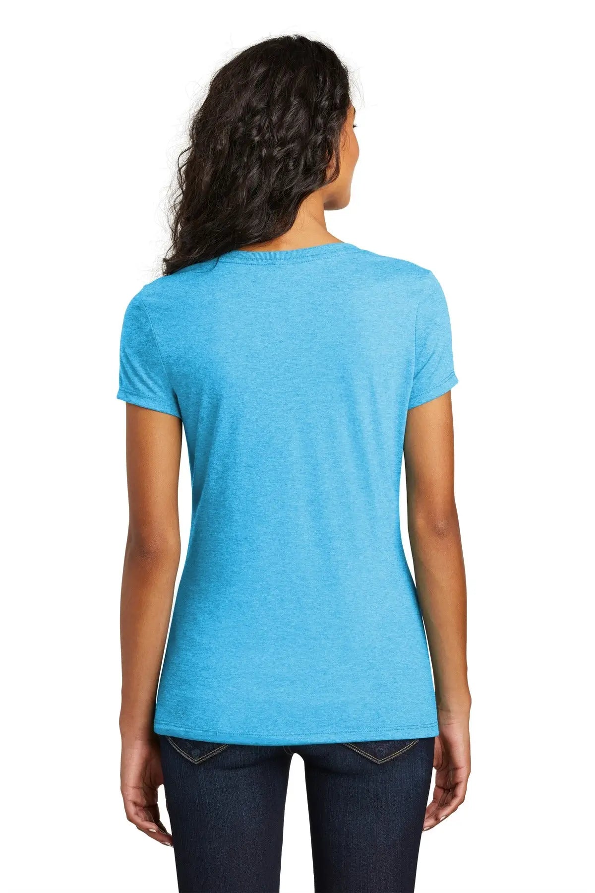 District Dm1350l Women’s Perfect Tri V-neck Tee - Turquoise Frost