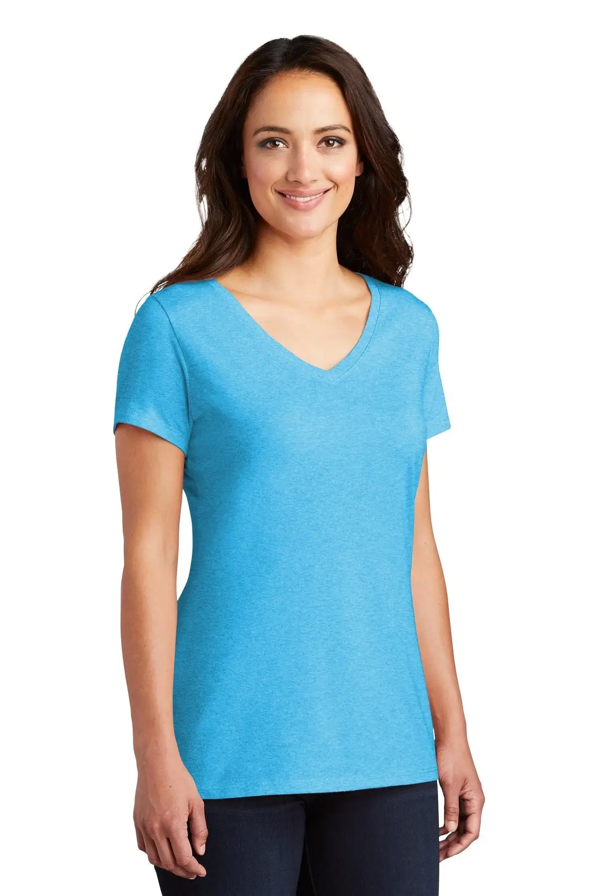 District Dm1350l Women’s Perfect Tri V-neck Tee - Turquoise Frost
