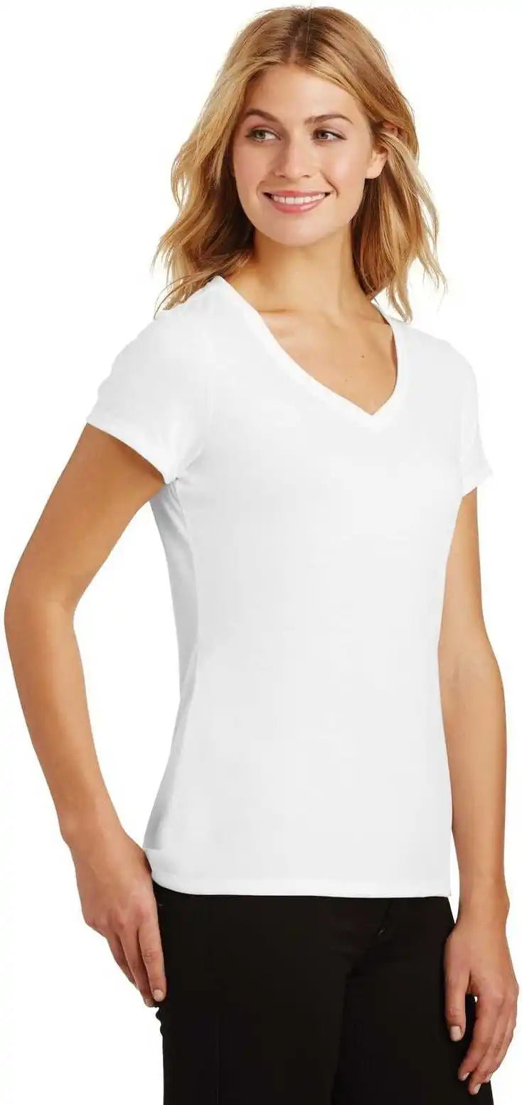 District Dm1350l Women’s Perfect Tri v Neck Tee White
