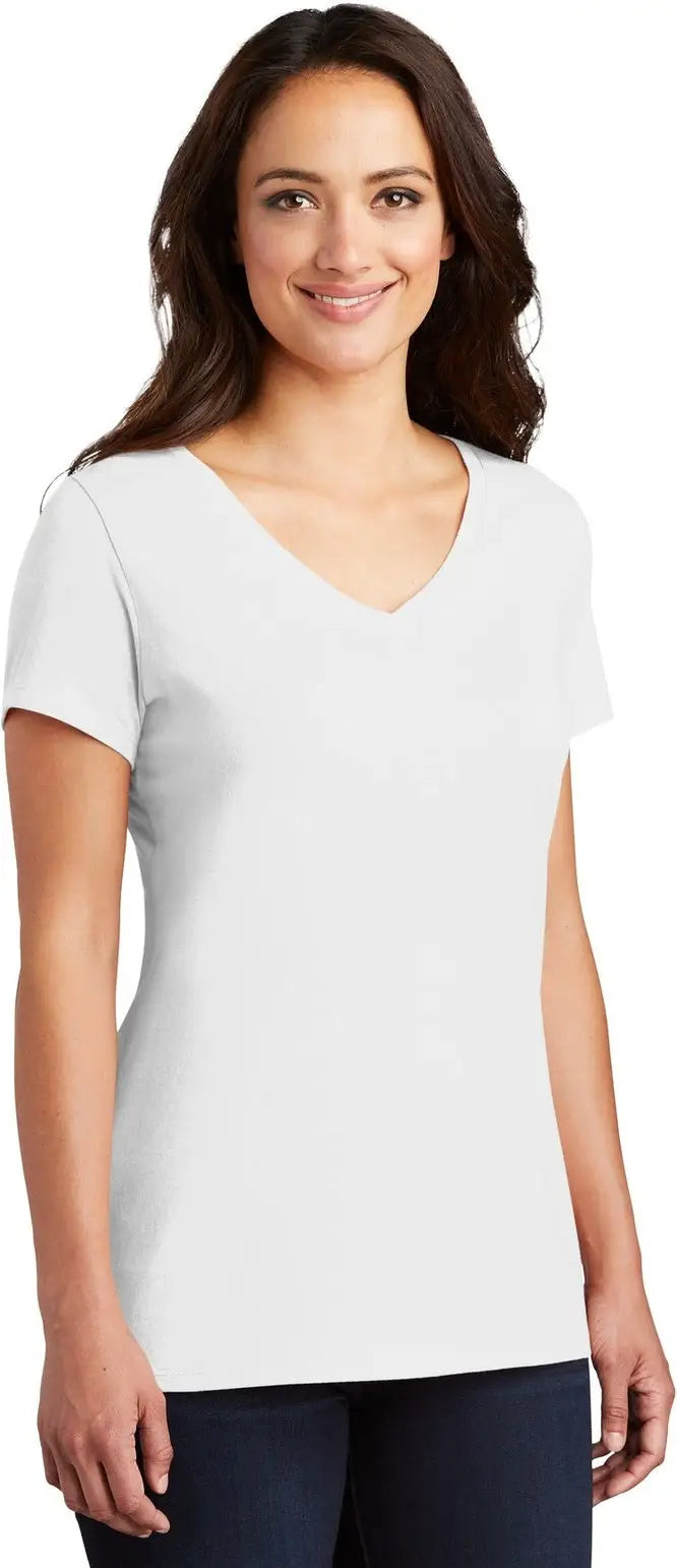 District Dm1350l Women’s Perfect Tri V-neck Tee - White