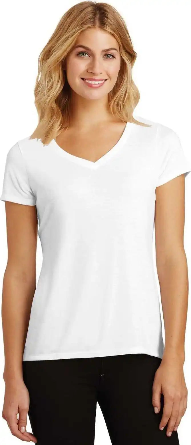 District Dm1350l Women’s Perfect Tri v Neck Tee White