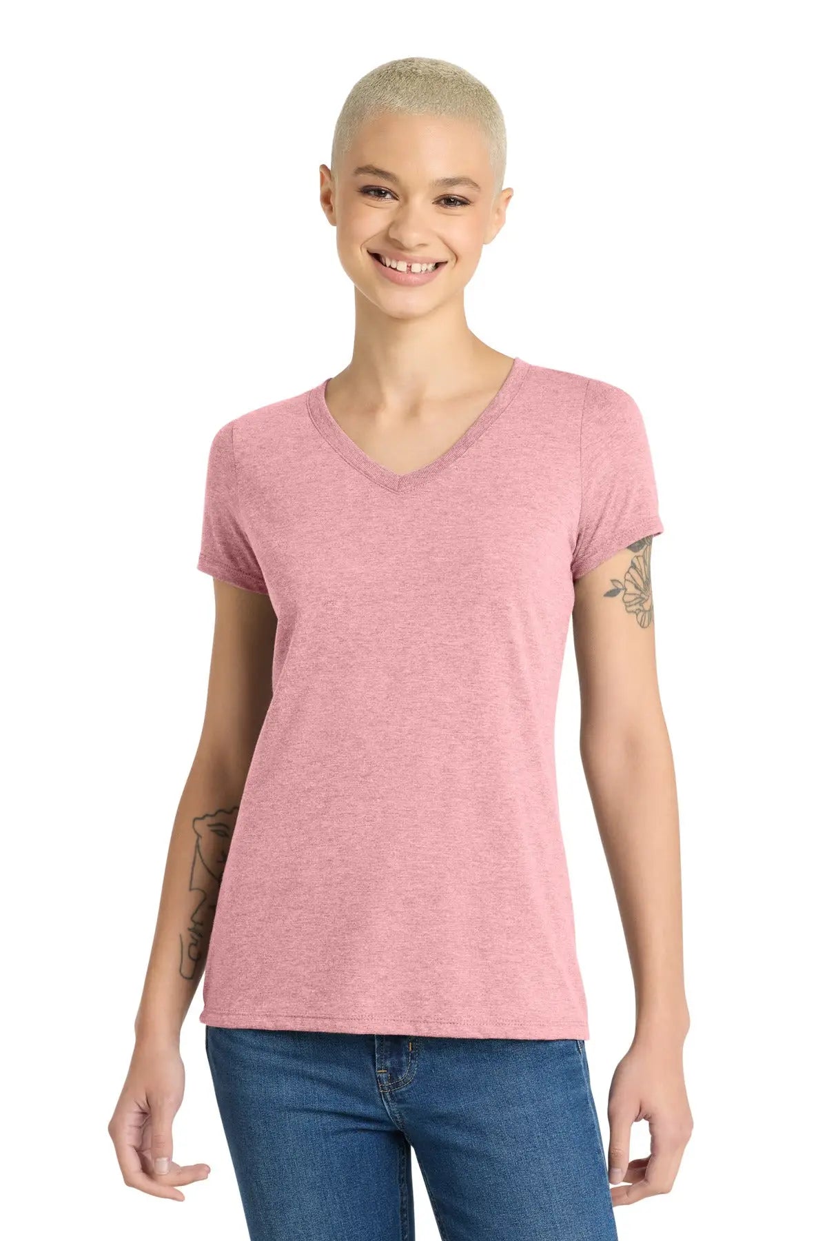 District Dm1350l Women’s Perfect Tri V-neck Tee - Wisteria Heather - Ladies Xs