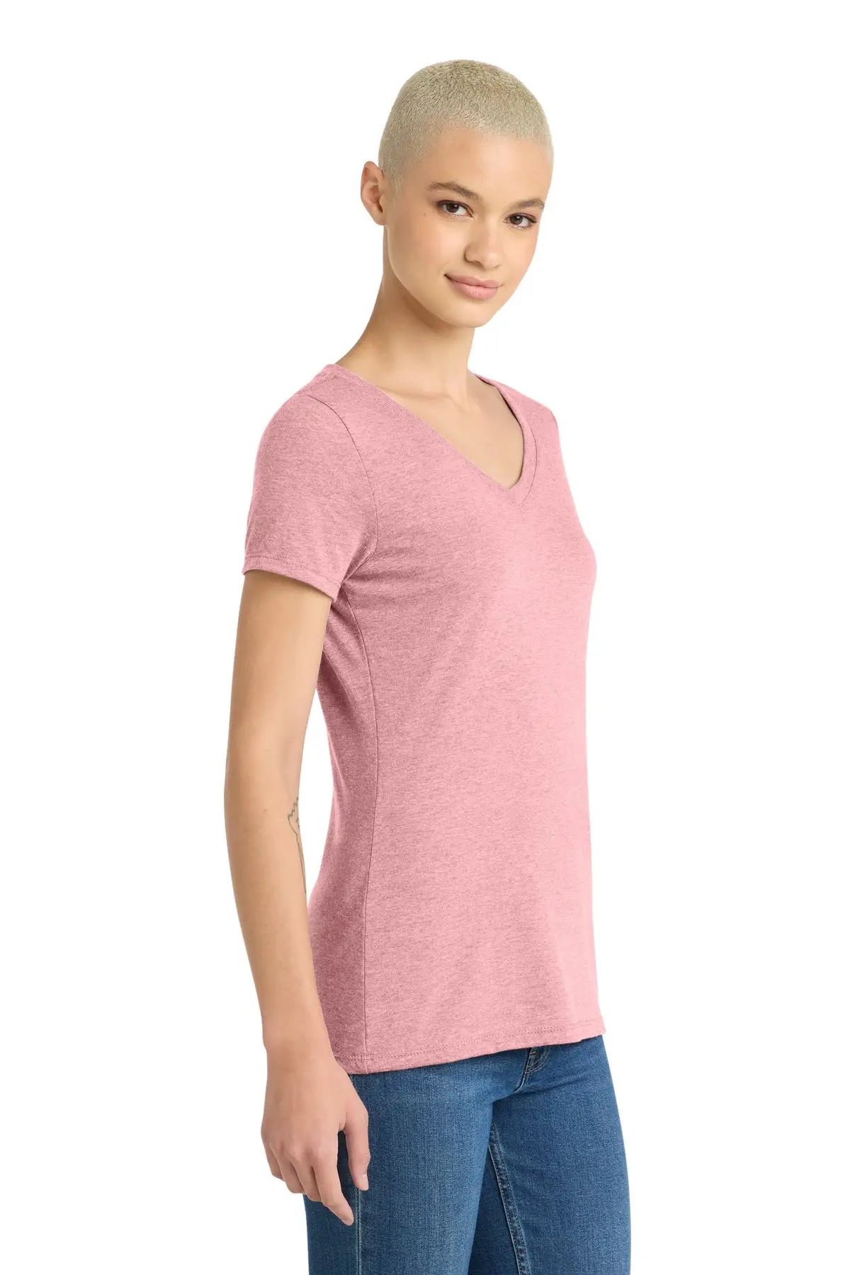 District Dm1350l Women’s Perfect Tri V-neck Tee - Wisteria Heather