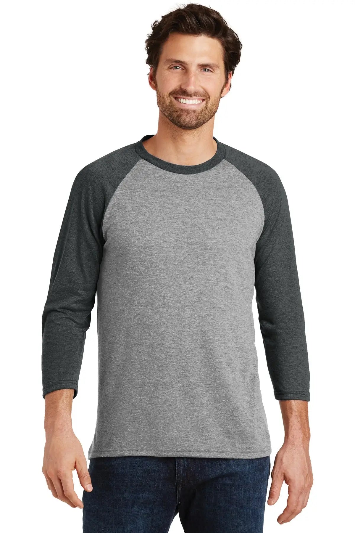District Dm136 Perfect Tri 3/4-sleeve Raglan - Black Frost Gray