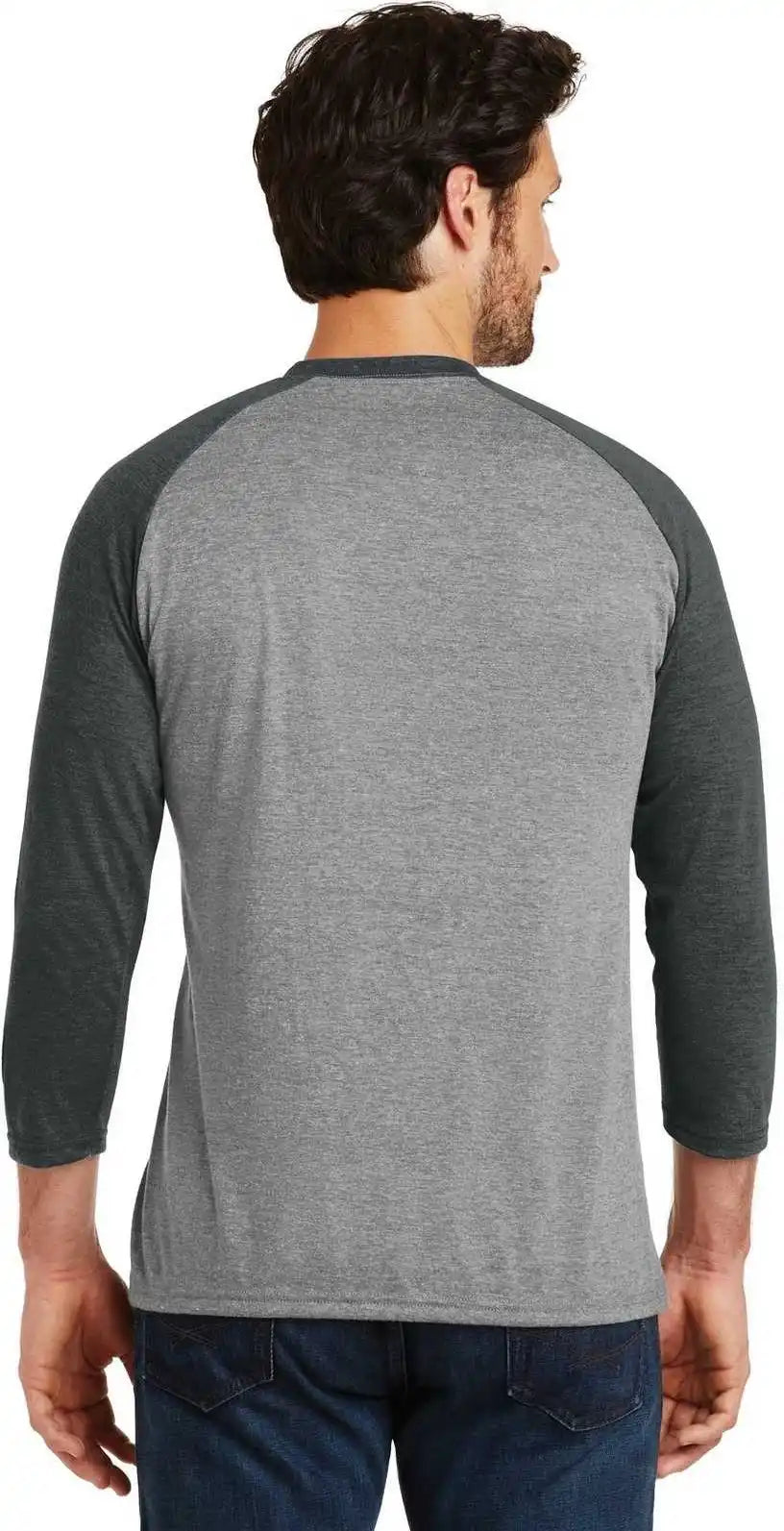 District Dm136 Perfect Tri 3/4-sleeve Raglan - Black Frost Gray