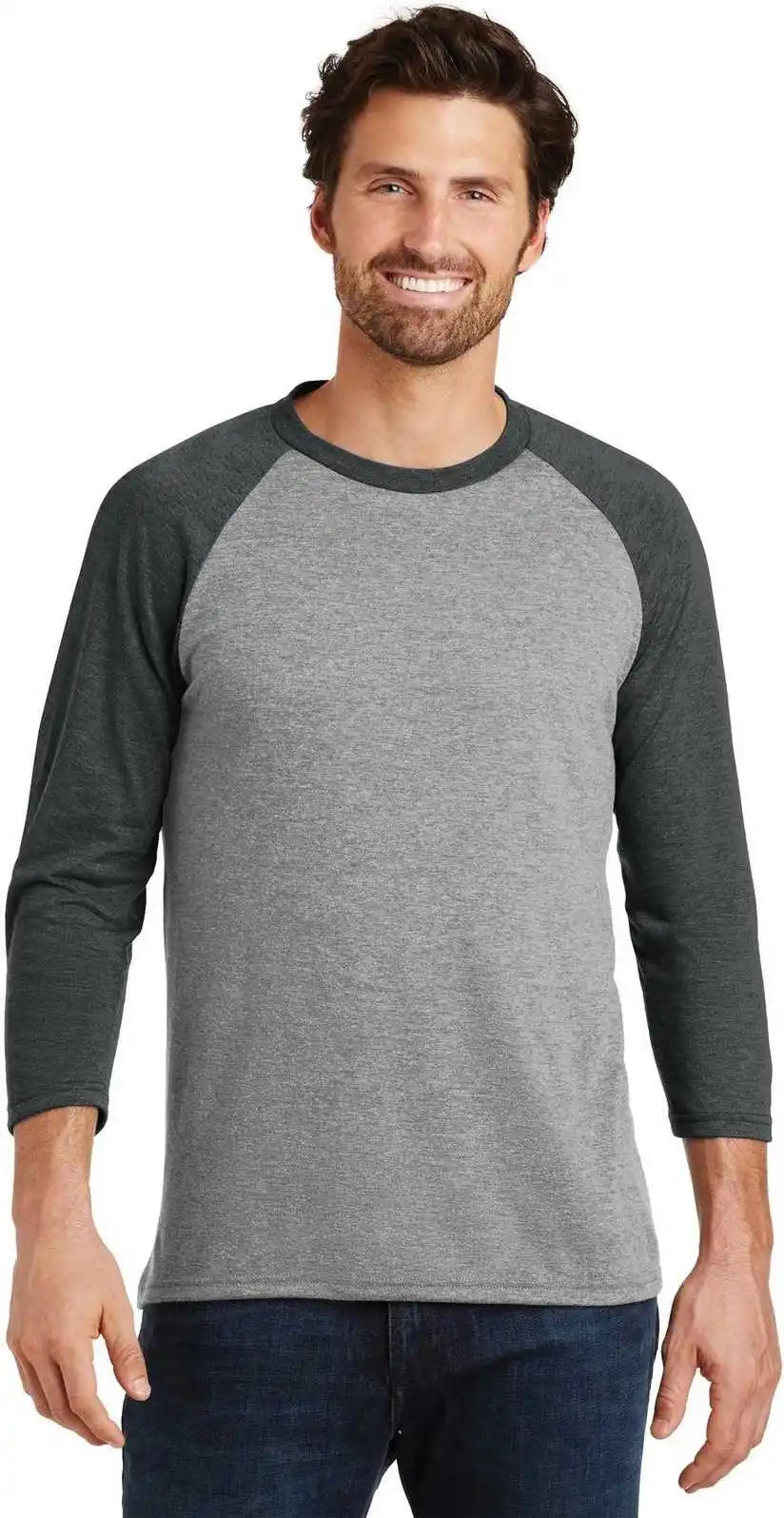 District Dm136 Perfect Tri 3/4-sleeve Raglan - Black Frost Gray