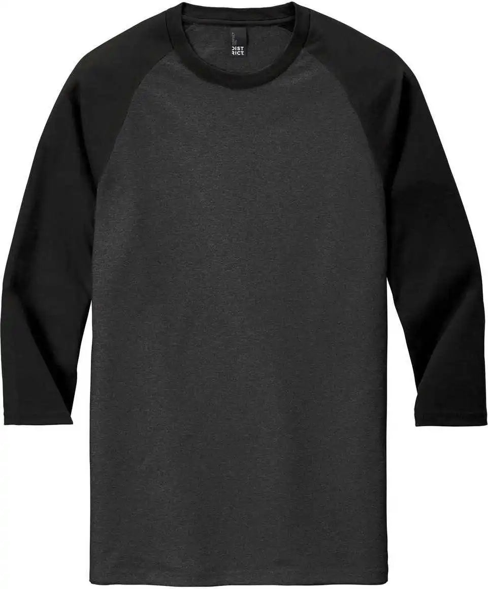 District Dm136 Perfect Tri 3/4 Sleeve Raglan Black Frost