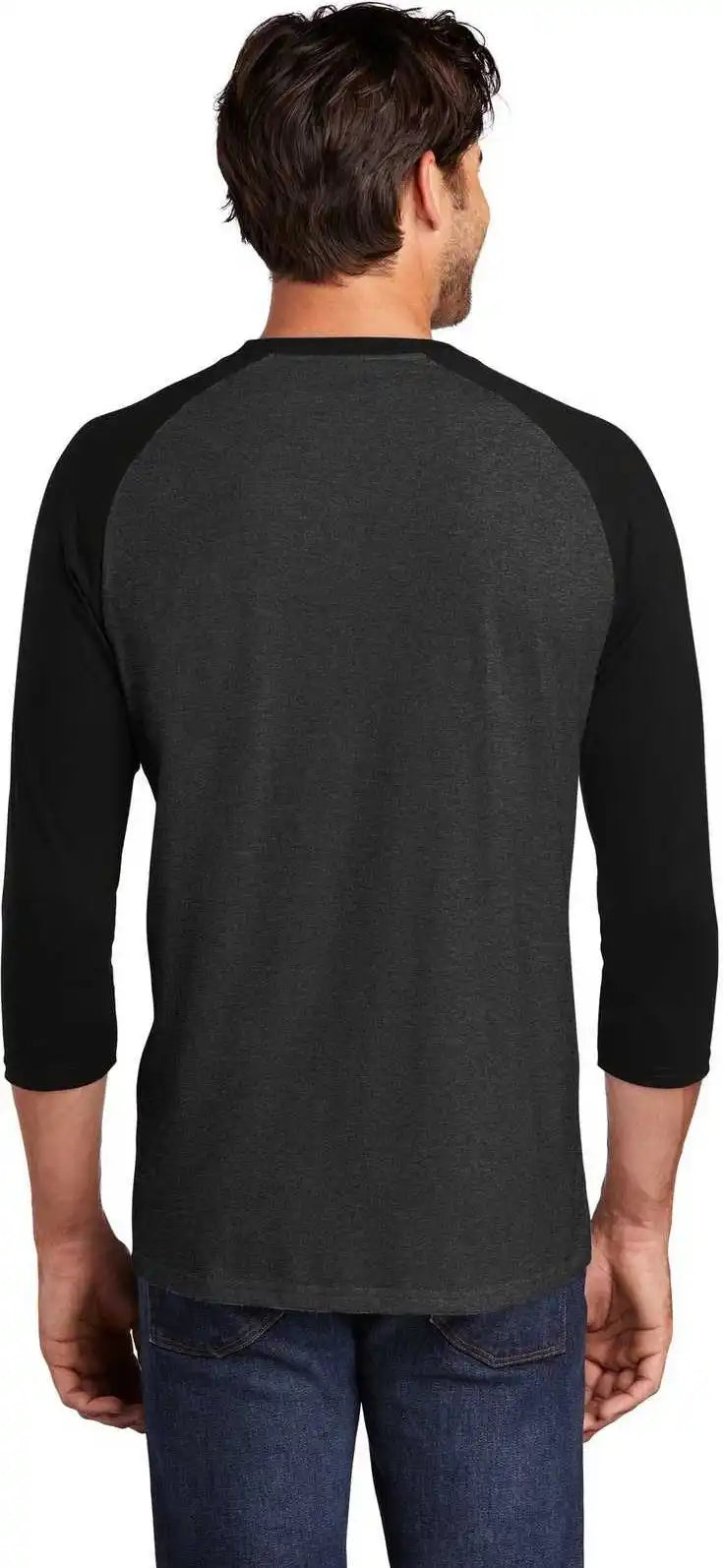 District Dm136 Perfect Tri 3/4 Sleeve Raglan Black Frost