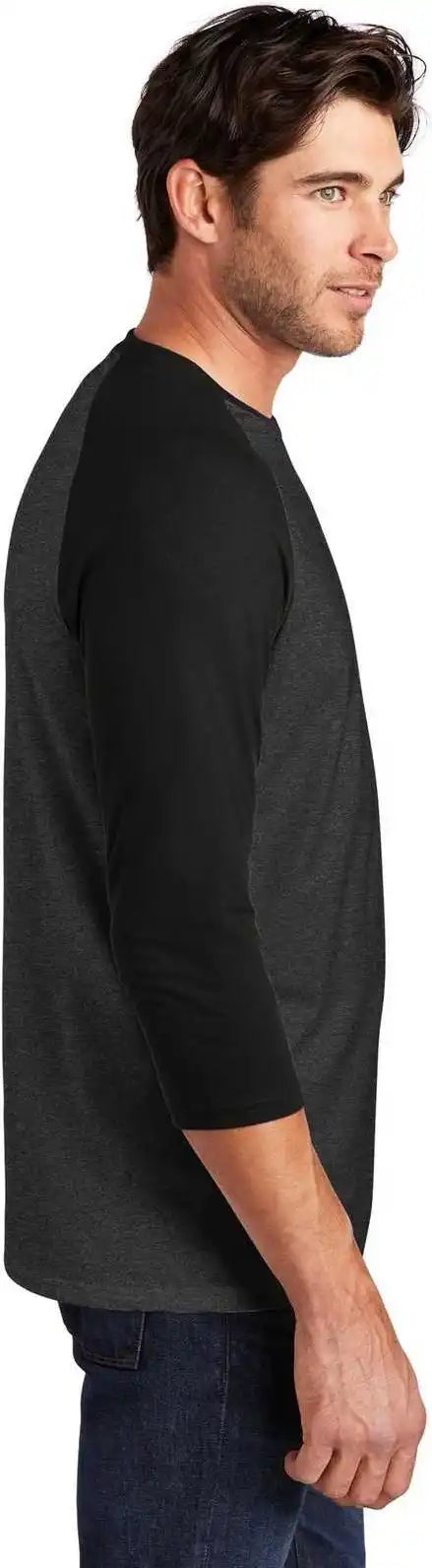 District Dm136 Perfect Tri 3/4 Sleeve Raglan Black Frost