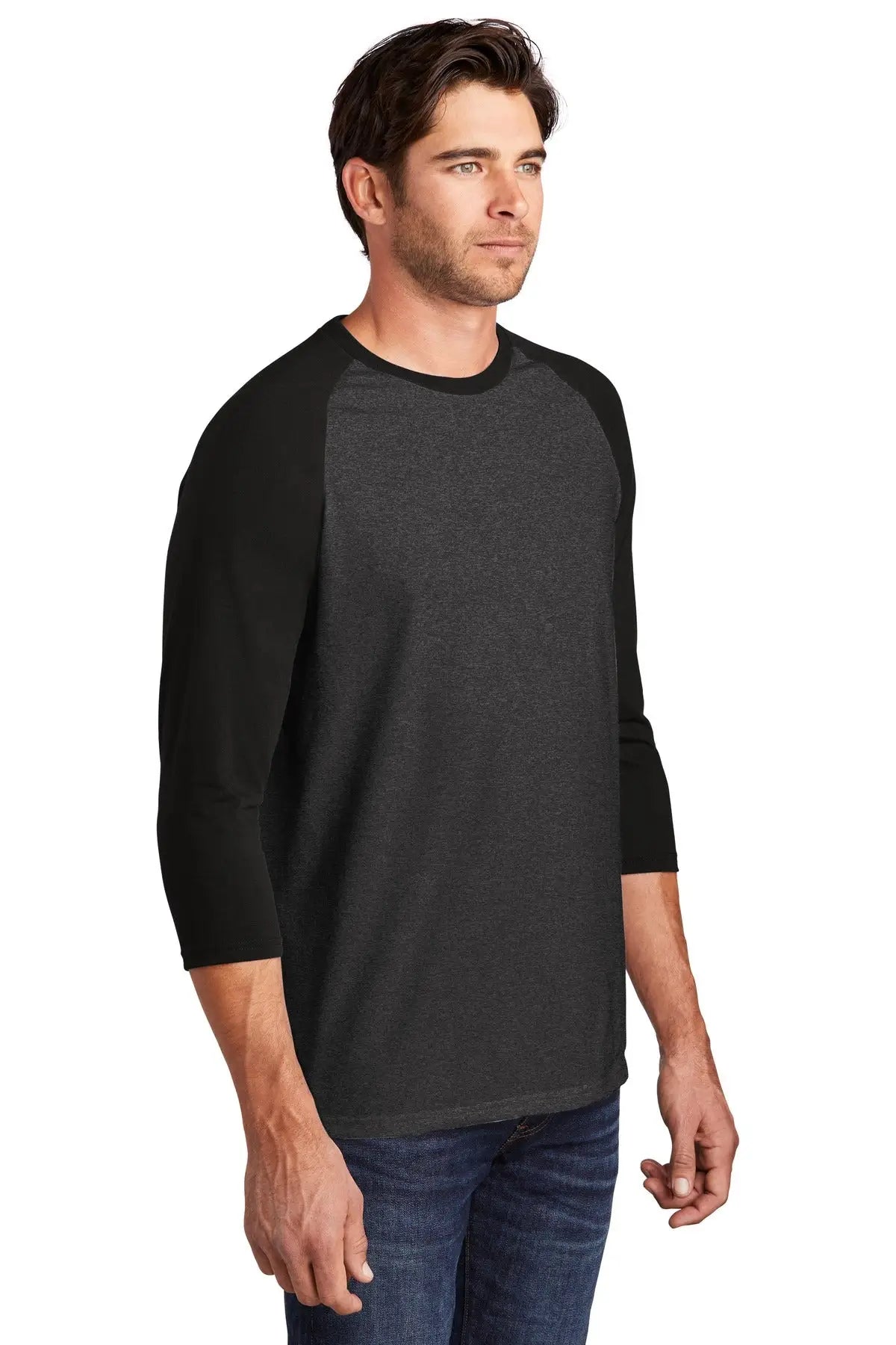 District Dm136 Perfect Tri 3/4-sleeve Raglan - Black Frost