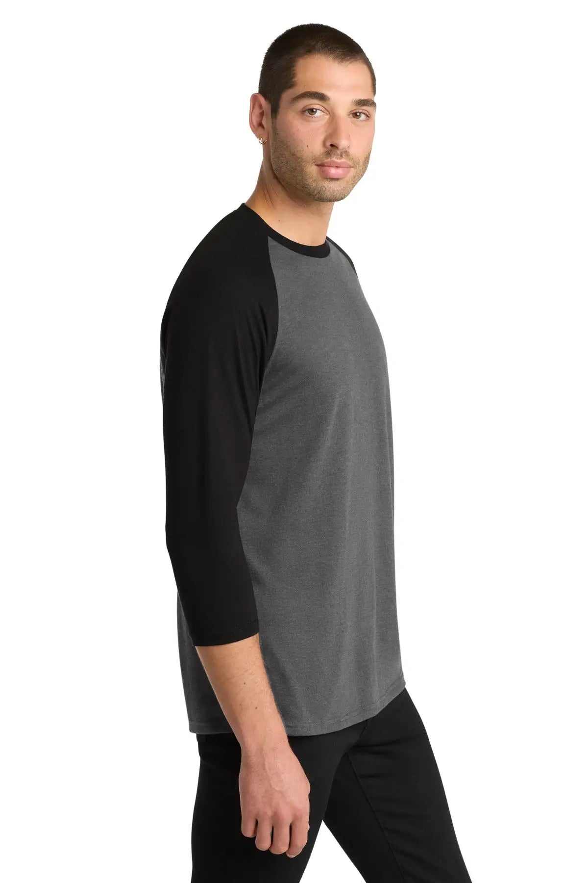 District Dm136 Perfect Tri 3/4-sleeve Raglan - Black Frost