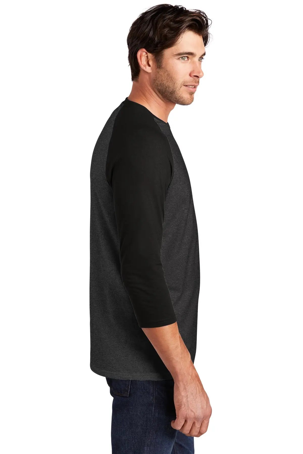 District Dm136 Perfect Tri 3/4-sleeve Raglan - Black Frost