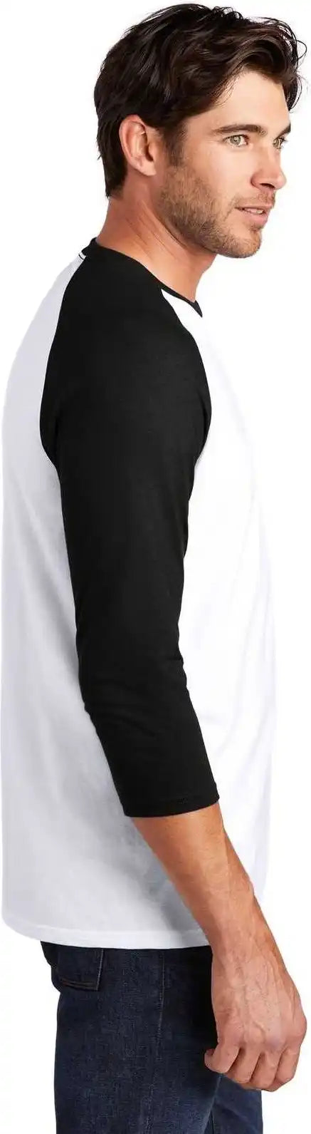 District Dm136 Perfect Tri 3/4 Sleeve Raglan Black White