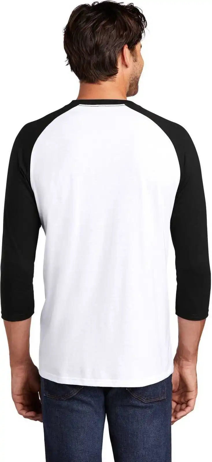 District Dm136 Perfect Tri 3/4 Sleeve Raglan Black White