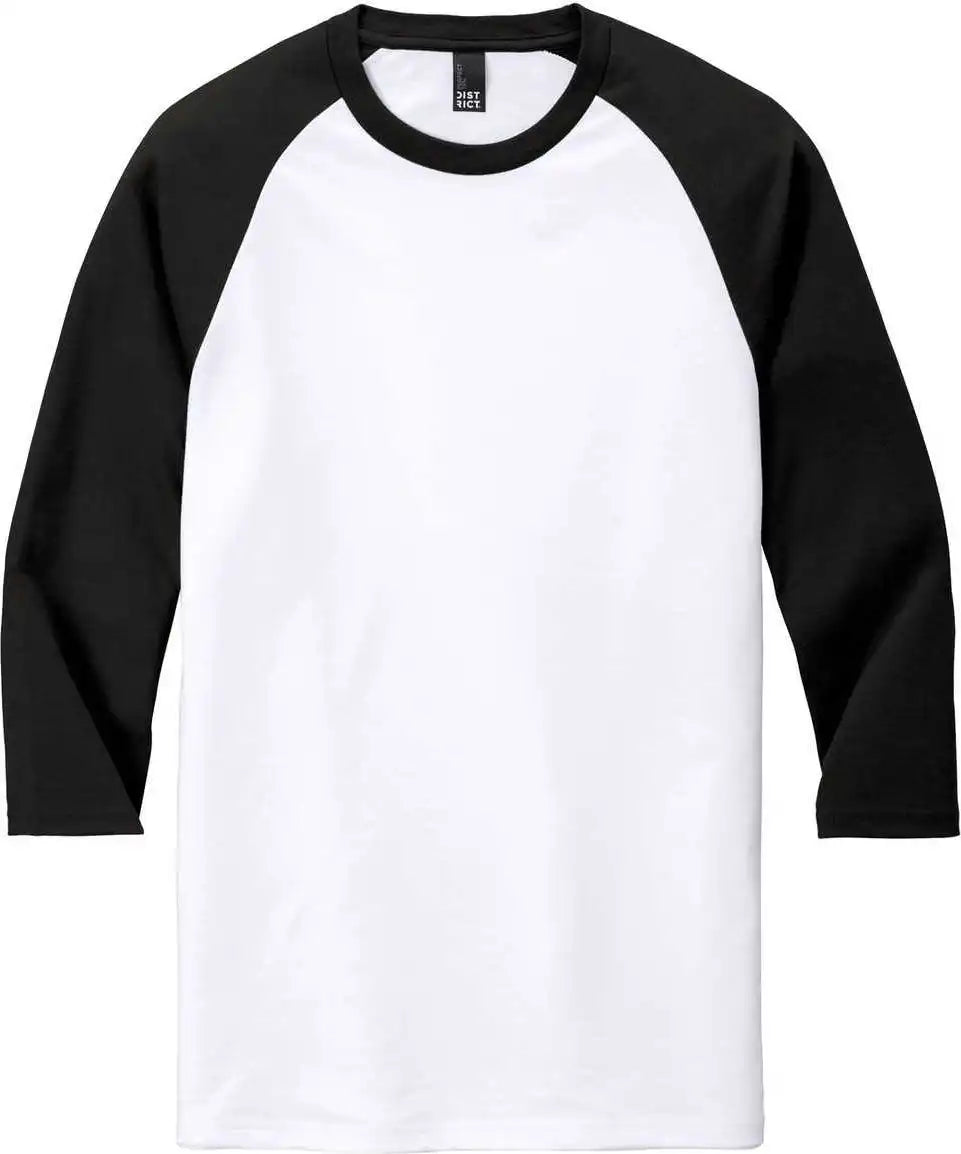 District Dm136 Perfect Tri 3/4 Sleeve Raglan Black White