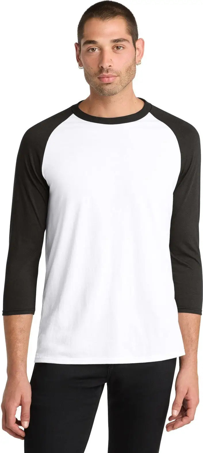 District Dm136 Perfect Tri 3/4-sleeve Raglan - Black White