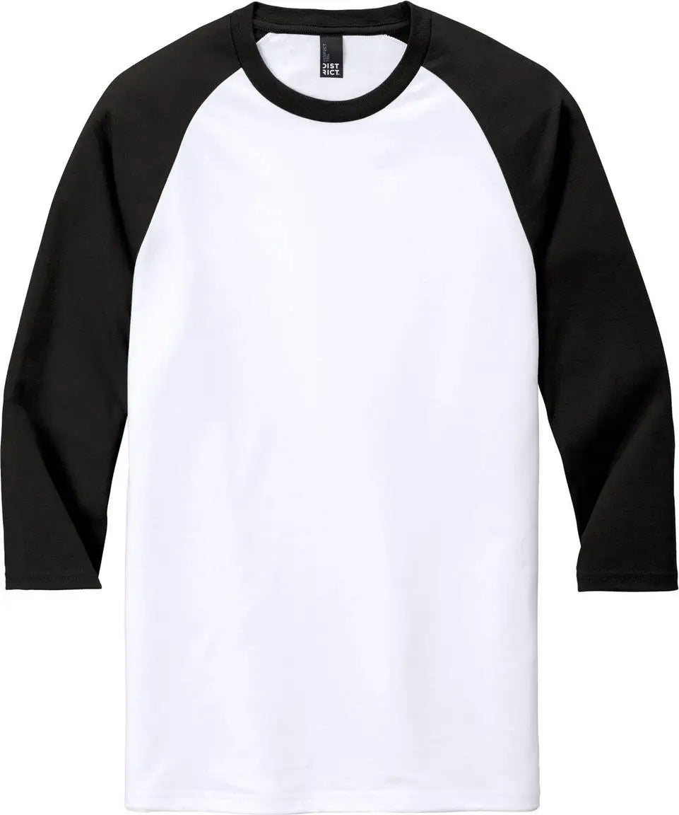 District Dm136 Perfect Tri 3/4-sleeve Raglan - Black White