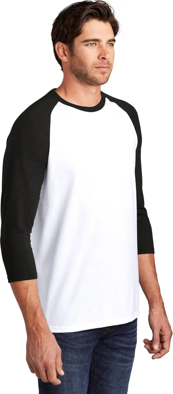 District Dm136 Perfect Tri 3/4-sleeve Raglan - Black White