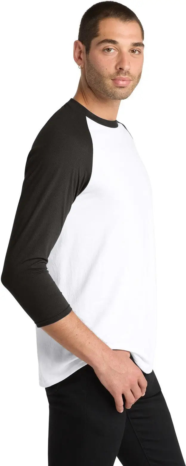 District Dm136 Perfect Tri 3/4-sleeve Raglan - Black White