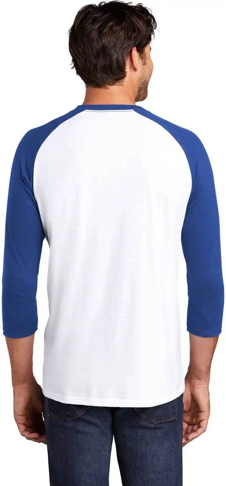 District Dm136 Perfect Tri 3/4 Sleeve Raglan Deep Royal White