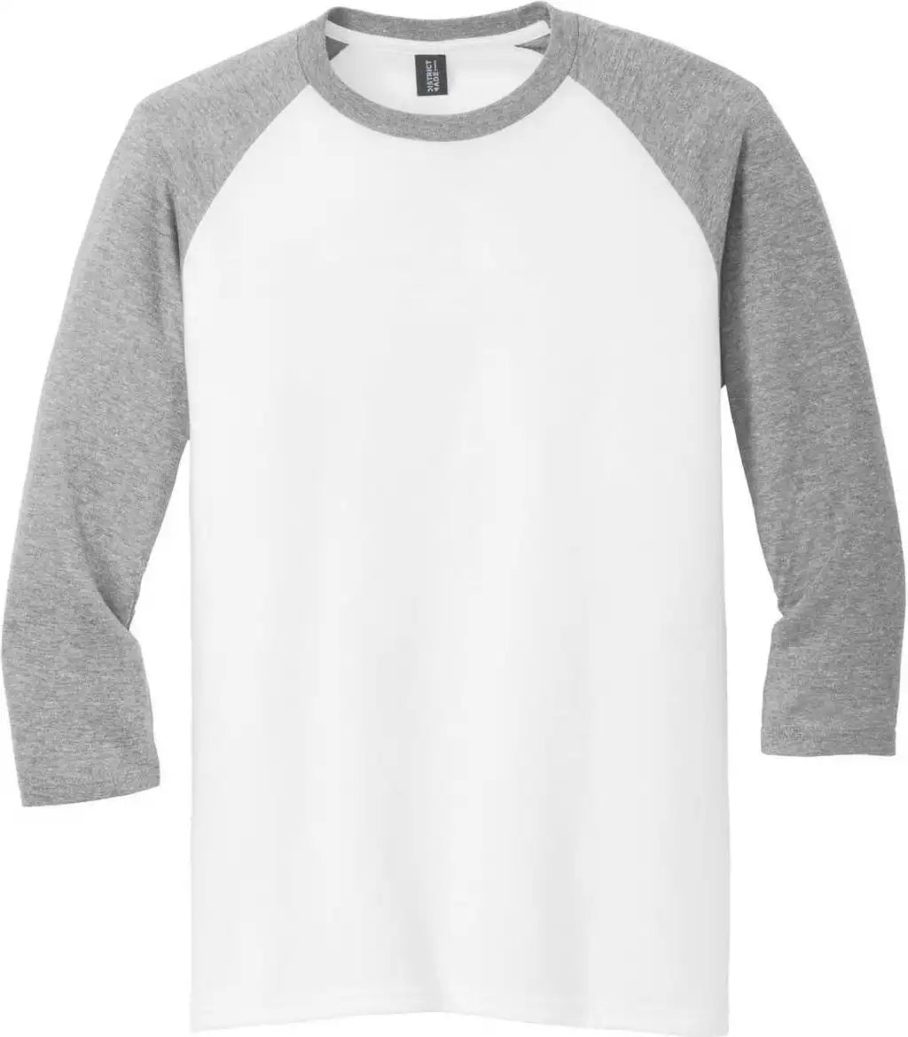 District Dm136 Perfect Tri 3/4-sleeve Raglan - Gray Frost White