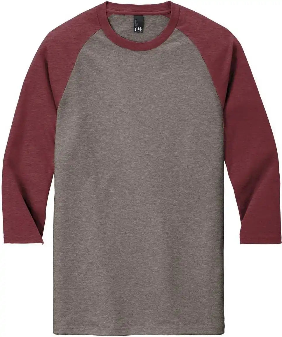 District Dm136 Perfect Tri 3/4-sleeve Raglan - Maroon Frost Gray