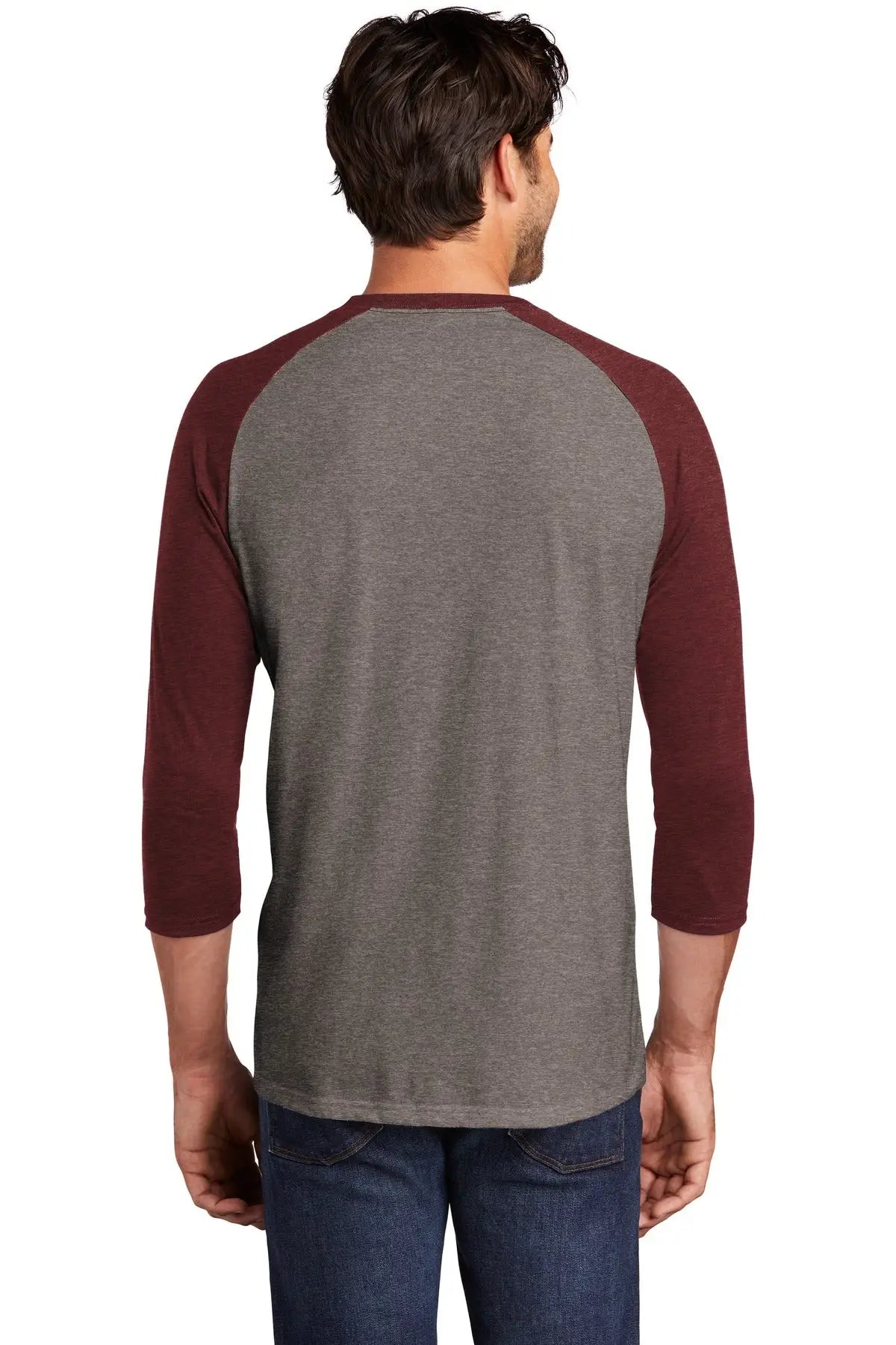 District Dm136 Perfect Tri 3/4-sleeve Raglan - Maroon Frost Gray