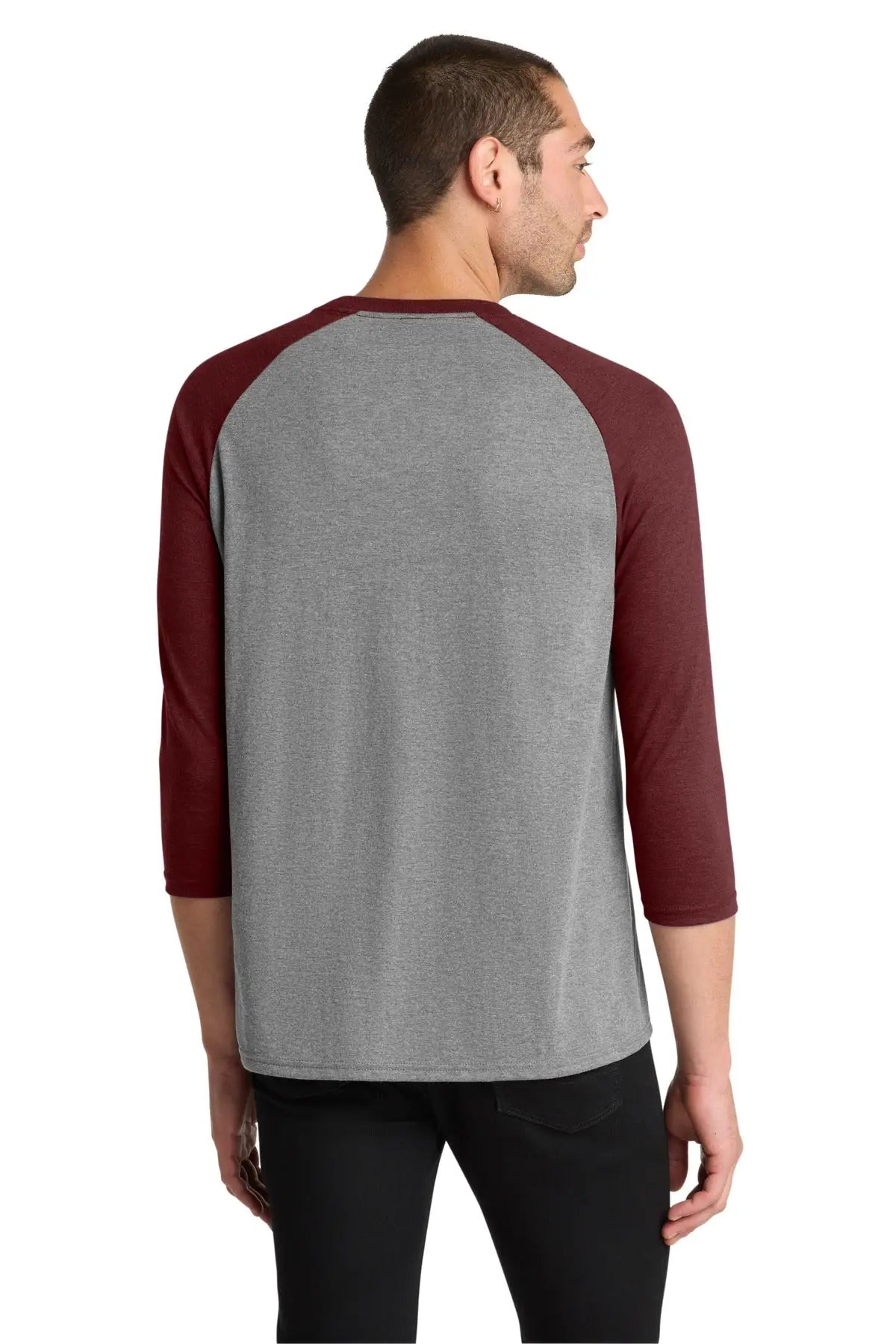 District Dm136 Perfect Tri 3/4-sleeve Raglan - Maroon Frost Gray