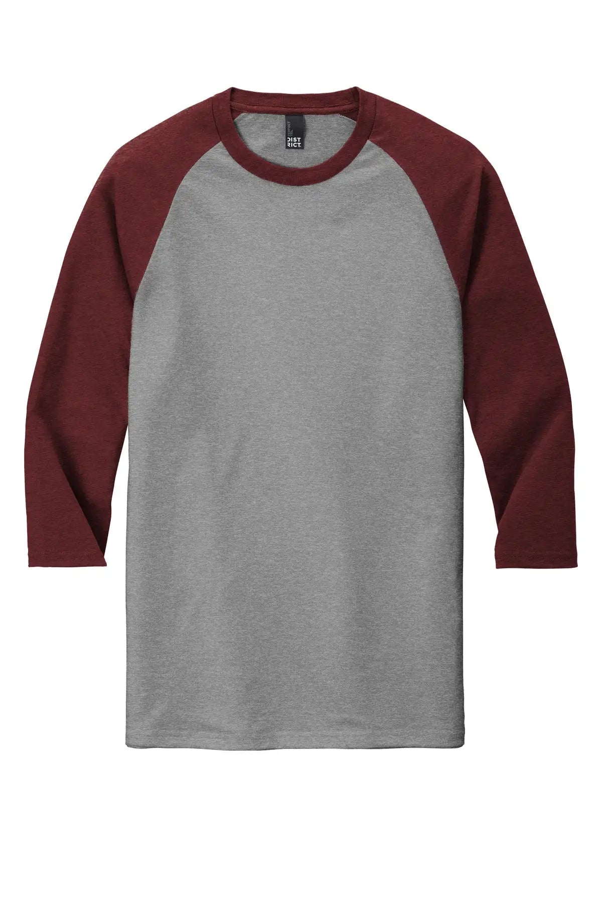 District Dm136 Perfect Tri 3/4-sleeve Raglan - Maroon Frost Gray