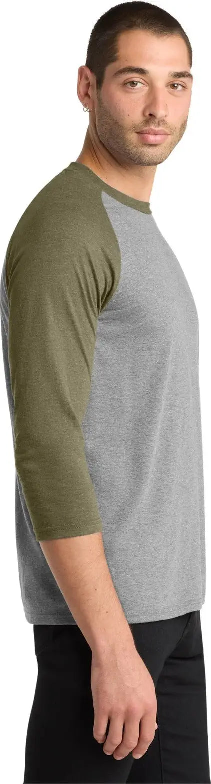 District Dm136 Perfect Tri 3/4-sleeve Raglan - Military Green Frost Gray