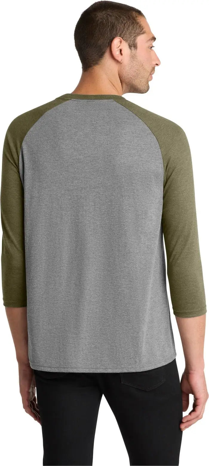 District Dm136 Perfect Tri 3/4-sleeve Raglan - Military Green Frost Gray