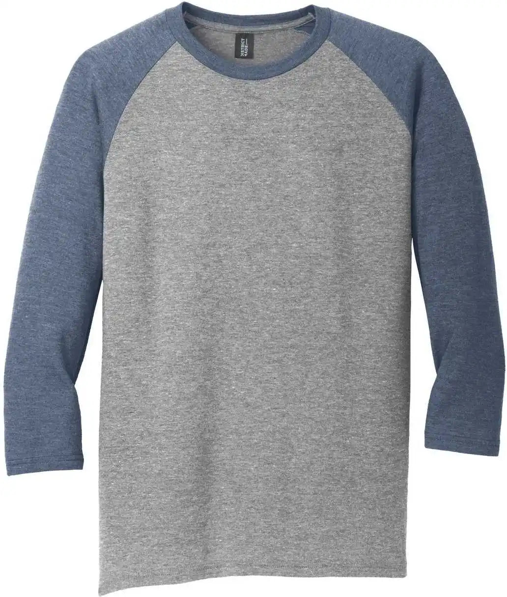 District Dm136 Perfect Tri 3/4 Sleeve Raglan Navy Frost Gray