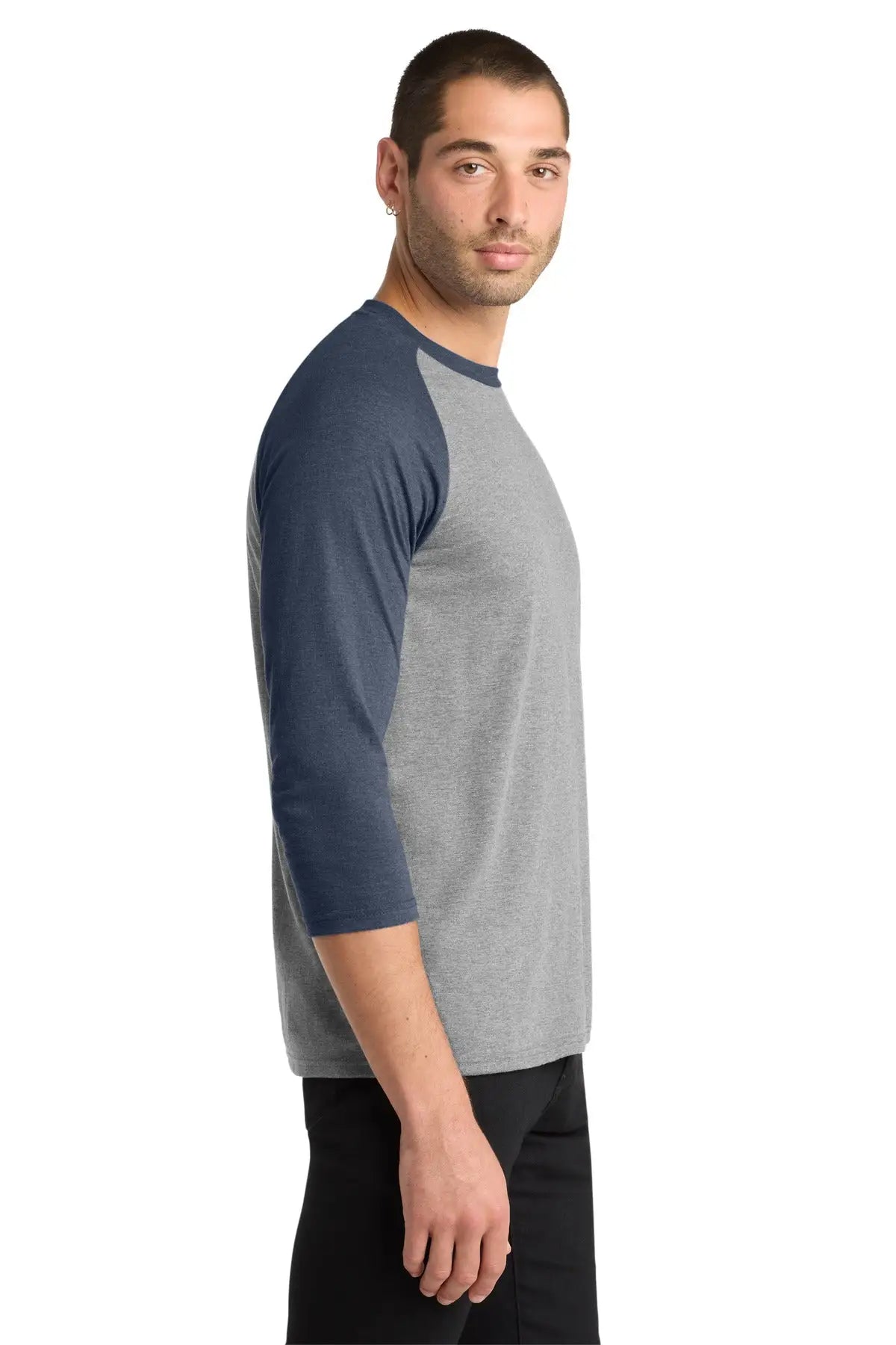 District Dm136 Perfect Tri 3/4-sleeve Raglan - Navy Frost Gray