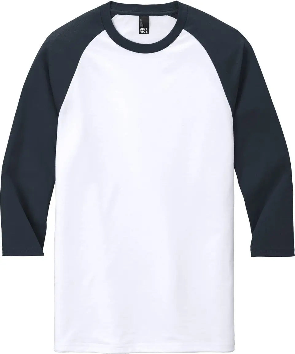 District Dm136 Perfect Tri 3/4-sleeve Raglan - New Navy White