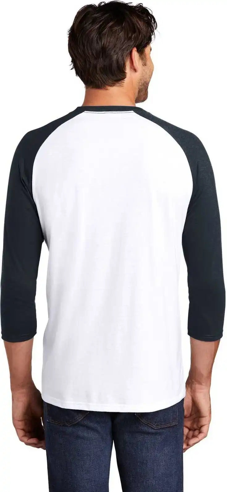 District Dm136 Perfect Tri 3/4 Sleeve Raglan New Navy White