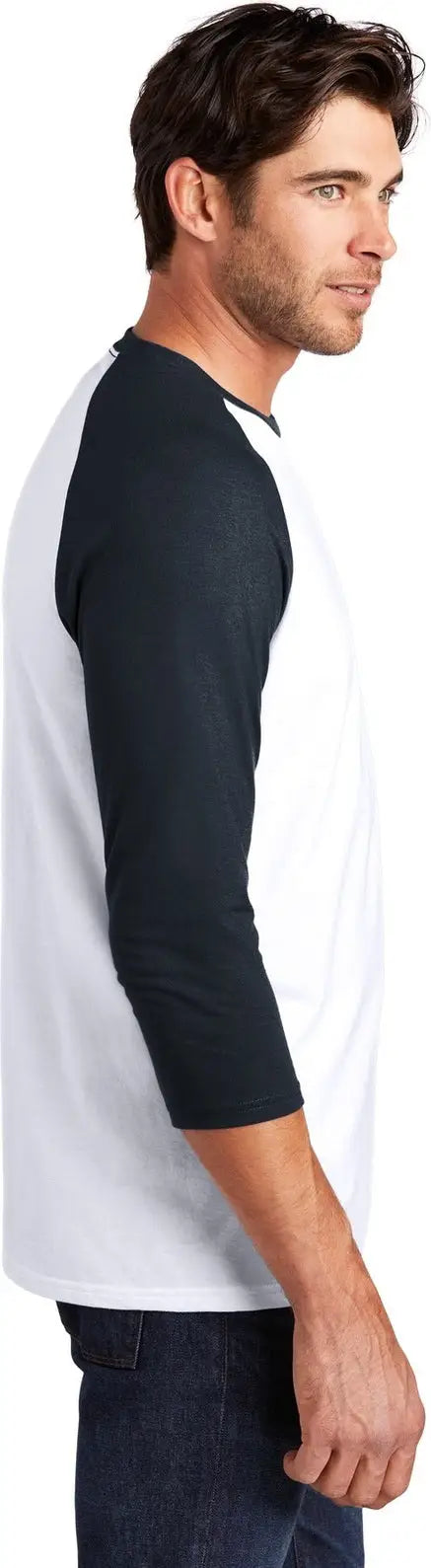 District Dm136 Perfect Tri 3/4-sleeve Raglan - New Navy White