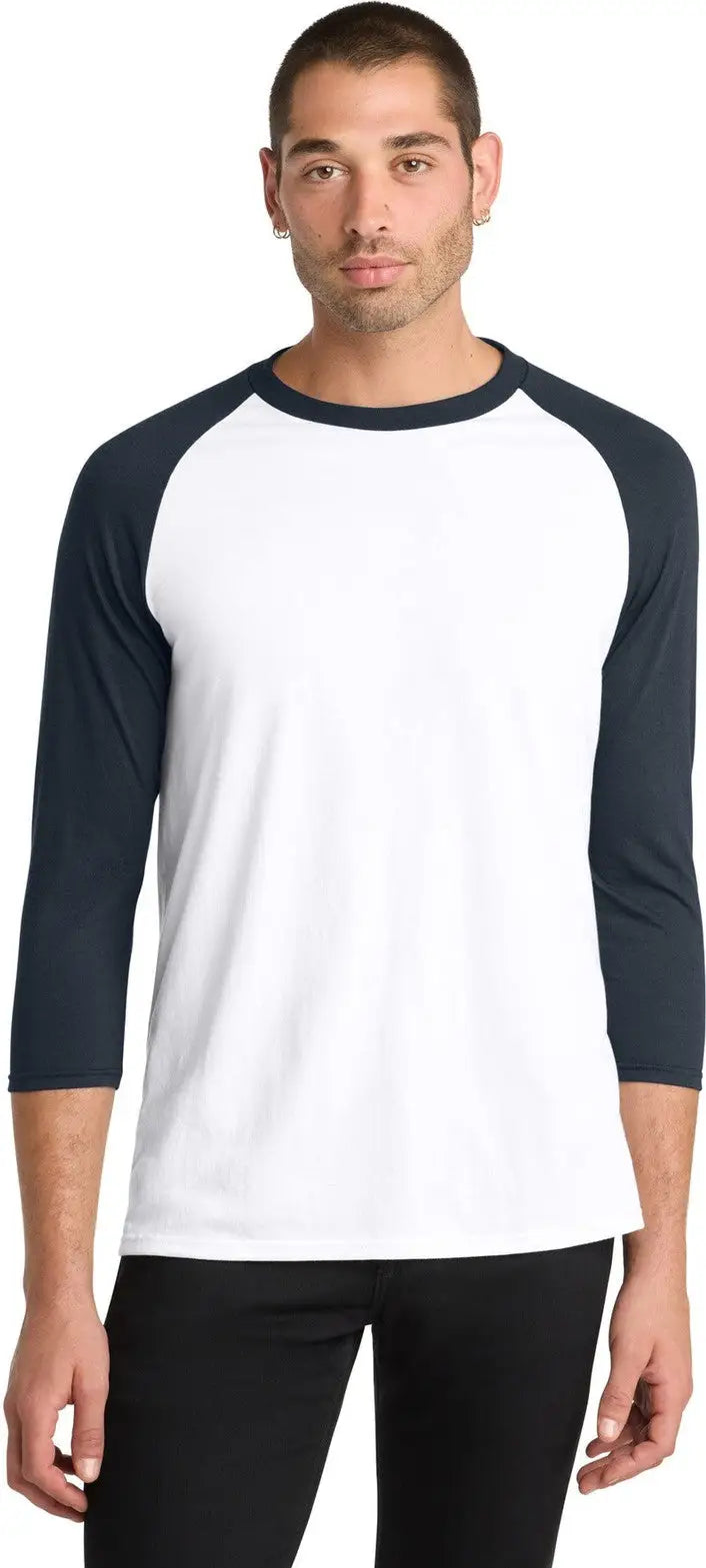 District Dm136 Perfect Tri 3/4-sleeve Raglan - New Navy White