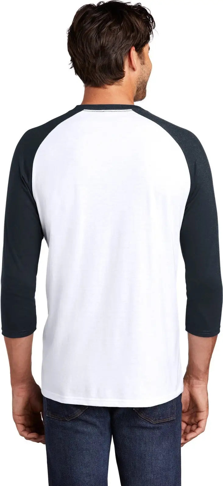 District Dm136 Perfect Tri 3/4-sleeve Raglan - New Navy White