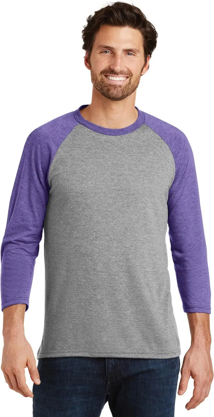 District Dm136 Perfect Tri 3/4-sleeve Raglan - Purple Frost Gray