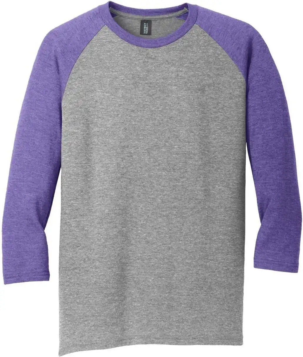 District Dm136 Perfect Tri 3/4 Sleeve Raglan Purple Frost Gray