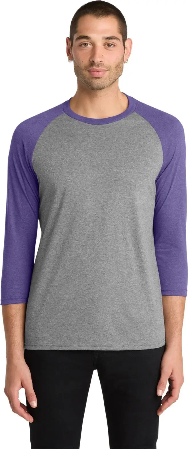 District Dm136 Perfect Tri 3/4-sleeve Raglan - Purple Frost Gray