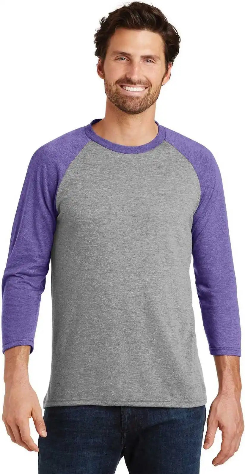 District Dm136 Perfect Tri 3/4-sleeve Raglan - Purple Frost Gray