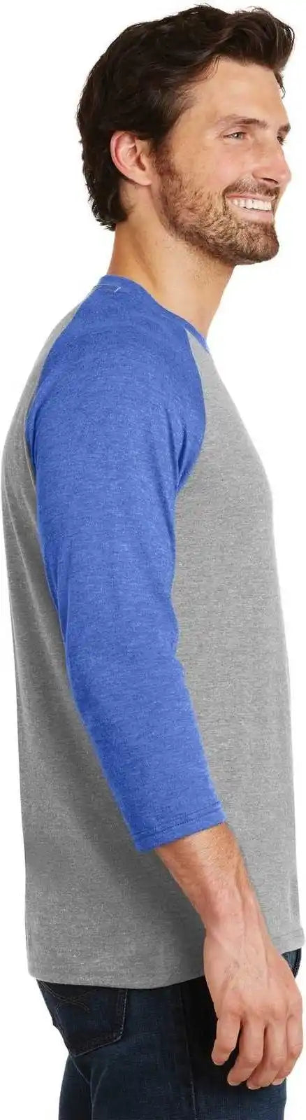 District Dm136 Perfect Tri 3/4 Sleeve Raglan Royal Frost Gray